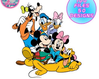 Souris & amis SVG PNG, fichiers coupés pour Cricut, silhouette souris et amis Dingo Donald Daisy Pluto couches Svg Png téléchargement numérique