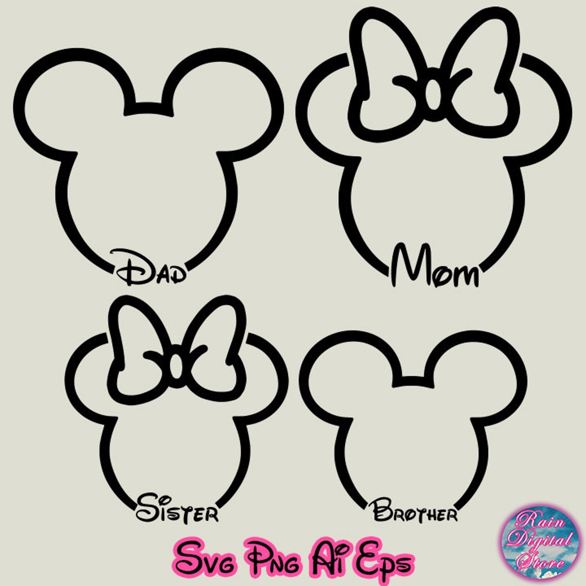 Disneyy Mom Dad Brother Sister Svg Png Cricut, Bundle Minniee Mickeyy ...