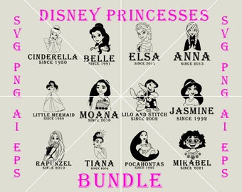 Disneyy Princesses Bundle SVG PNG AI Eps