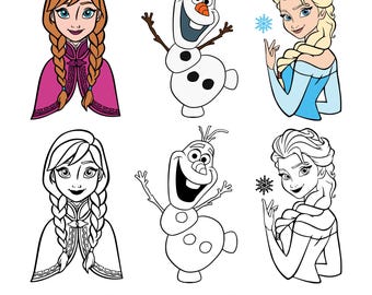 Frozen SVG PNG Bundle for Cricut, Anna Elsa Olaf Clipart