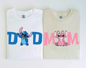 Stitch & Angel SVG PNG, Dad Mom Designs