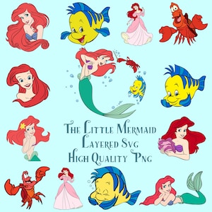 Layered Ariel Little Mermaid Svg Bundle, Instant Download, Bundle For Cricut, Silhouette Vector Svg Png