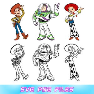 Toy Story Svg Png, Woody Buzz Lightyear Jessie Designs, Outline Svg