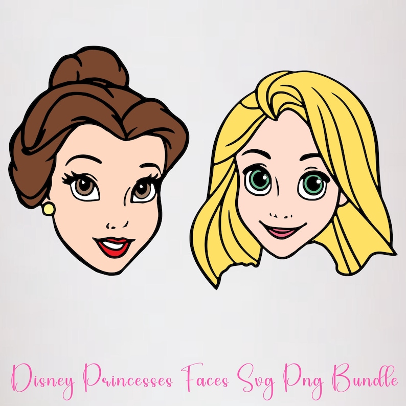 Random Princess Face Princesses Head Bundle Svg Png, Colored Princess Face Svg, Princess ...