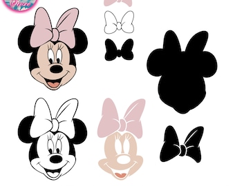 SVG en couches, PNG de haute qualité, Svg Minniee Mouse, Clipart Minniee Mouse, Minniee Mouse en couches par couleur Svg, fichiers Silhouette, Minniee Mouse