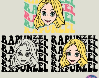Bundle Rapunzell Retro Wavy Svg Png Cricut, Tangledd Rapunzell Svg Png, Rapunzell Svg Png AI Eps, Rapunzell Layered Svg Png