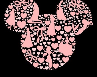 Princesses Coquette Bows SVG PNG, Mouse Head Heart Design