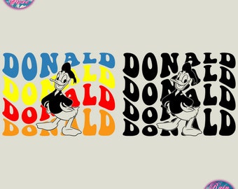 Bundle Retro Wavy Donaldd Duckk Svg Png Cricut, Donaldd SVG, Retro Wavy Colorful Donaldd Duckk Family Trip SVG, Family Trip, Family Vacation