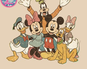 Retro Mickeyy and Friends PNG, Vintage Sublimation File