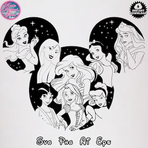 Princesses Svg, Mouse Ears Svg, Princesses Svg Png, Cut File Silhouette