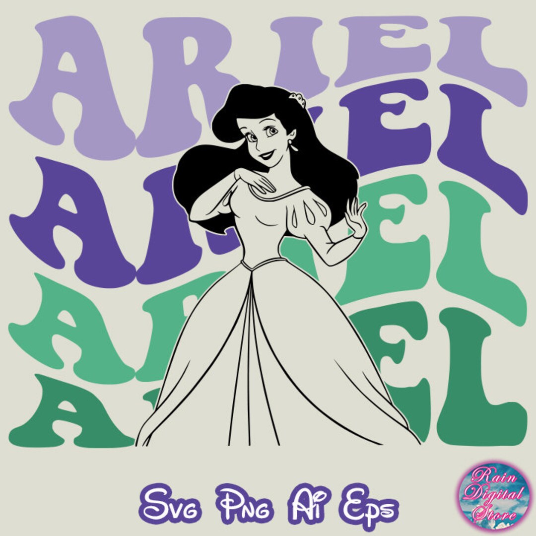 Retro Wavy Ariell Svg Png Cricut, Ariell Cricut Svg, Mermaidd Cricut ...