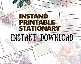 Printable Floral Stationery, 17 Floral Writing Paper, Digital Download, Letter Paper, Unlined Paper, Lined Paper, A4 size, Digital paper