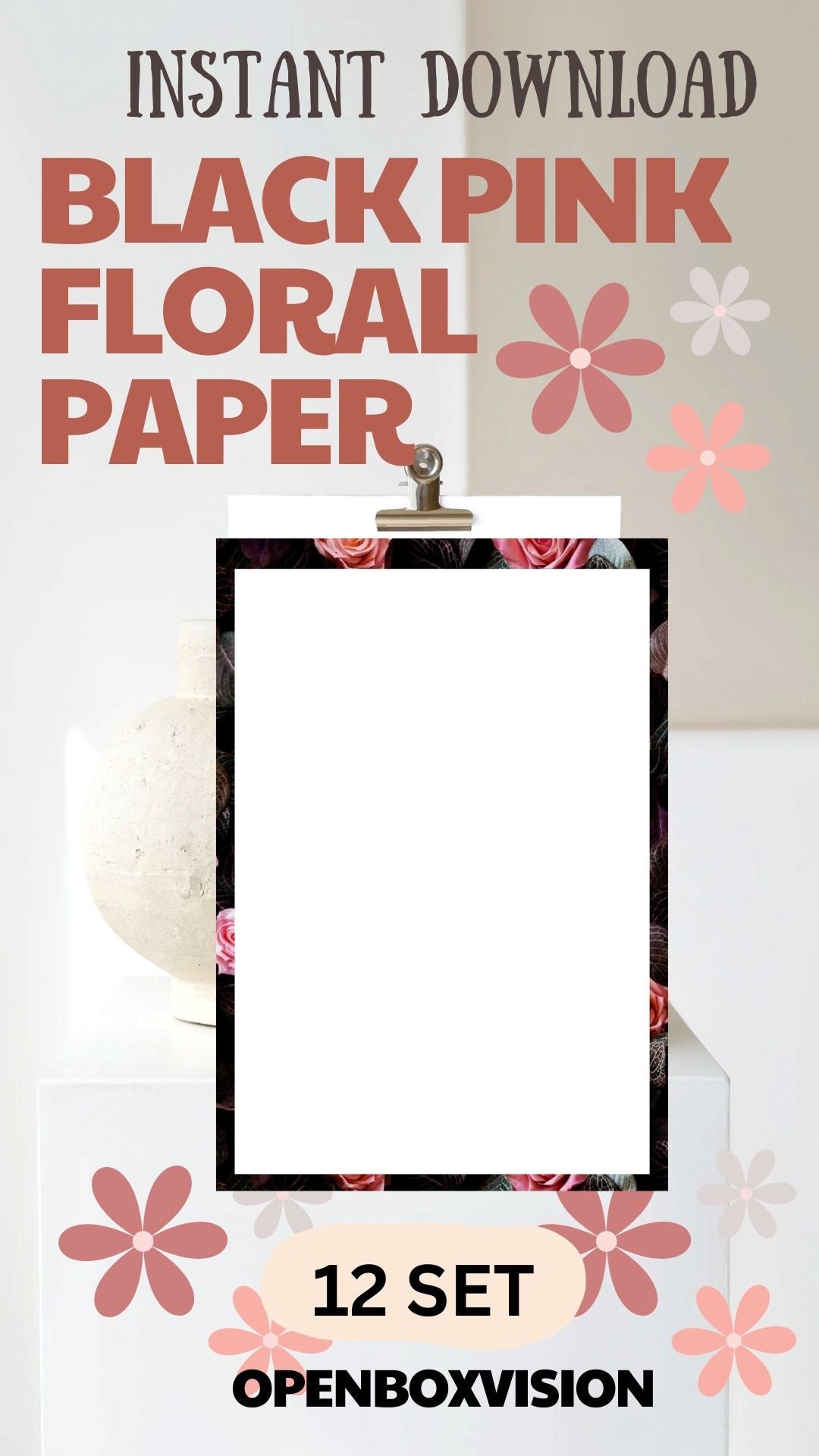Printable Letter Paper, Black Border Paper, Letter Writing Paper, Decorative Paper, Pretty ...