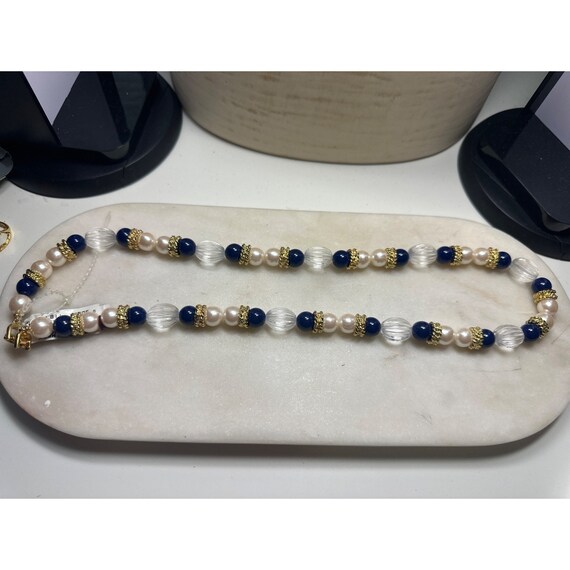 Vintage Marvella Necklace with Navy Accents - image 5