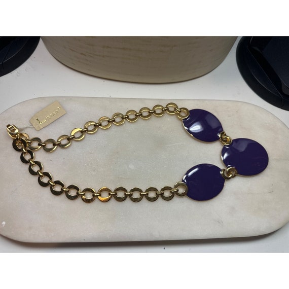 Vintage Purple Enamel Disc Necklace - image 3