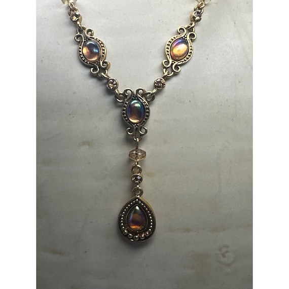 Vintage Avon Teardrop Y Necklace and Earrings - image 1