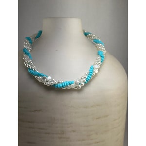 Avon Turquoise Impressions Torsade Necklace and Clip-on Earrings