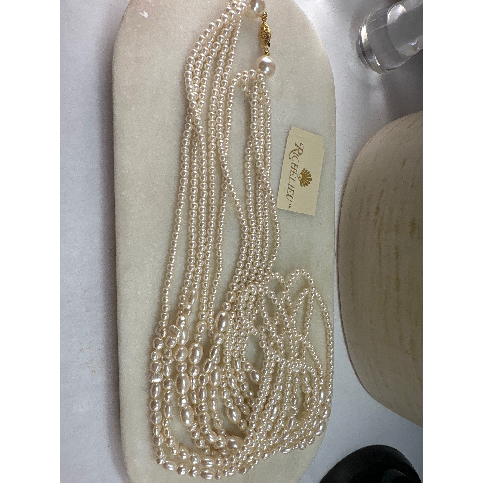 Vintage Richelieu Fivestrand Faux Pearl Necklace 28 Inches Etsy