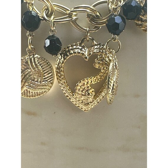 Vintage Goldtone & Black Charm Necklace - image 2