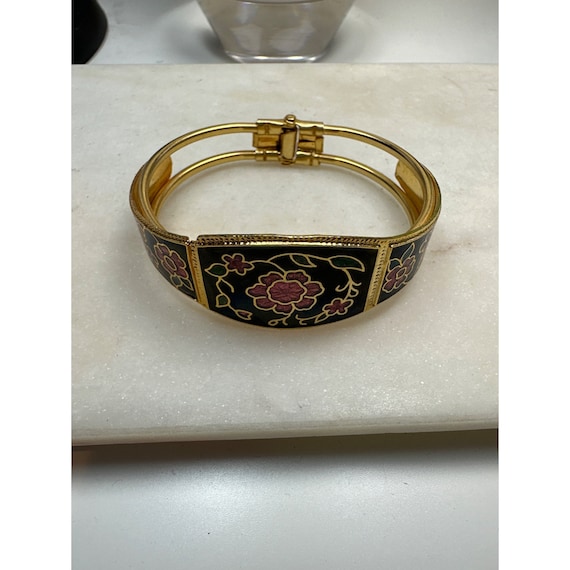 Vintage Cloisonné Hinge Bracelet