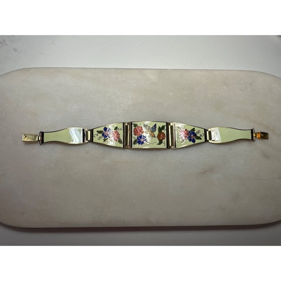 Vintage Cloisonné butterfly & flower bracelet