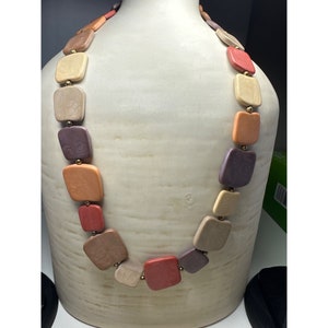 Vintage Wood Tile Necklace