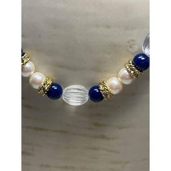 Vintage Marvella Necklace with Navy Accents - image 3