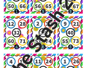 Spring Flower Power Bingo Holds 15 Tickets 5 numbers