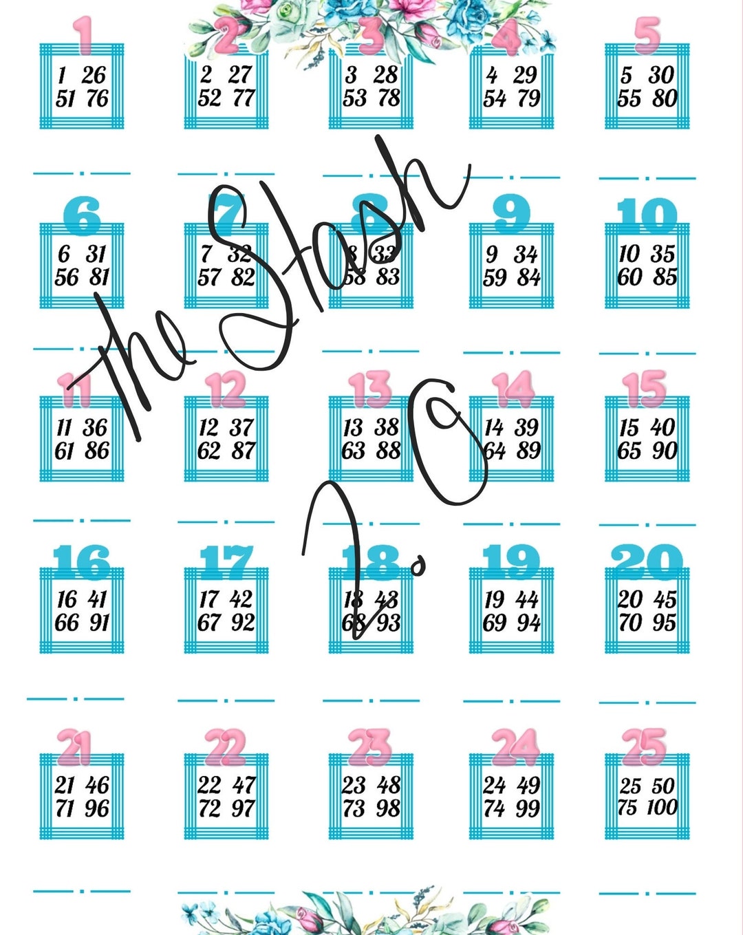 25 Line Blocks Board for Bingo Straight Only - Etsy