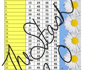 25 Line Bingo Sheet Spring themed straight and mixed