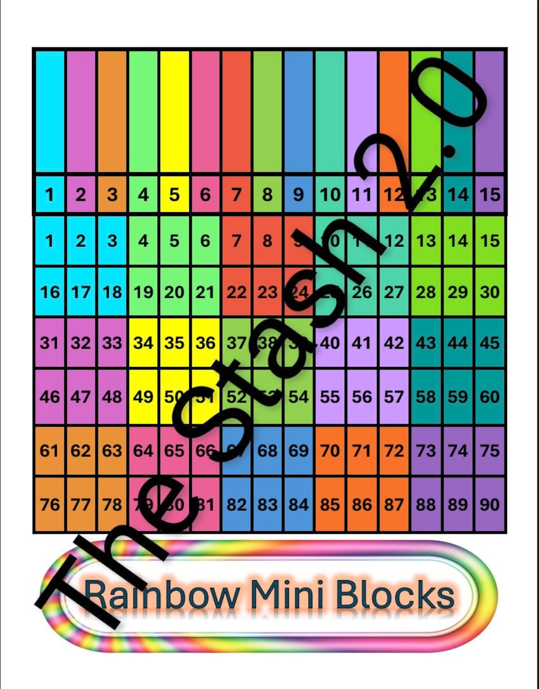 Mini Blocks Bingo Sheet 15 Lines Straight and Mixed and Straight ...