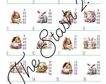 Bingo Sheet 20 Line Bunnies and Baskets Straight Only