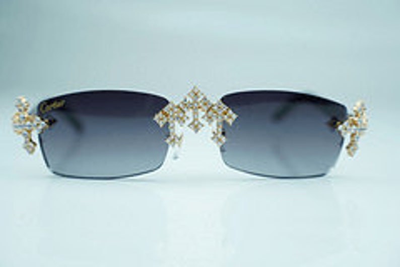 Diamond Cross White and Black Buffs Carti Sunglasses /gold Etsy