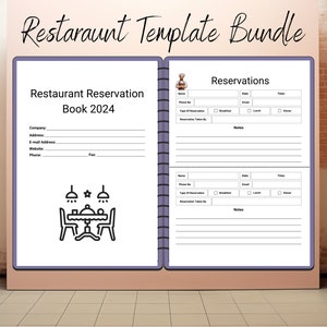 Restaurant Checklist, Cleaning schedule, Reservations list, Weekly expenses, Business checklist, Editable, Digital download, Canva template