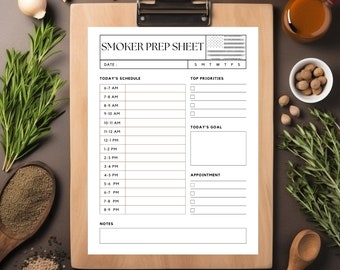 Smoker Logbook | BBQ Journal | Bbq schedule | Printable | Editable PDF Digital Download