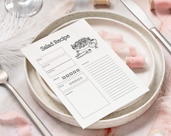 EDITABLE Recipe Card template, Recipe Template, Recipe Cards Printable, Simple, Retro, 6x9, a4, us, Insert, Minimal, Recipe Box, Sheet, Book