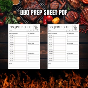 BBQ Prepsheet | BBQ Journal | Bbq schedule | Printable PDF Digital Download