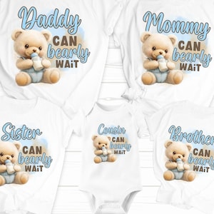 Bär Baby Shower Familie Eisen auf Transfers - PNG - Print On Demand - T-Shirts - Hitzepresse - Baby Bear Shower Familienpaket - Es ist ein Junge