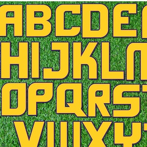 Alfabeto y números del fútbol de Luisiana, letras PNG de fútbol, letras de equipo, letras moradas y doradas, fútbol universitario, letras de fuente de Luisiana