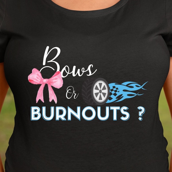 Bow Or Burnouts Gender Reveal PNG Sublimation Design For Iron On Transfers, Print On Demand, T-shirts, Heat Press - Download - Racing Theme