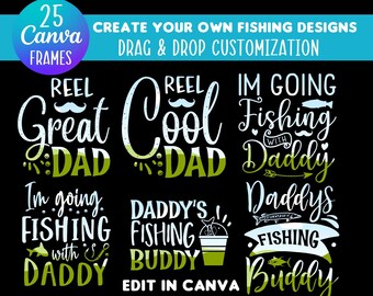 Fishing Canva Frame Bundle, Template Design Bundle, Drag and Drop Frames, Canva Frame Template Editable Download, Customizable