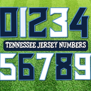 Tennessee voetbalshirtnummers, sportshirtnummers, sportnummers png, voetbalshirtnummers, beletteringset png, blauw en wit