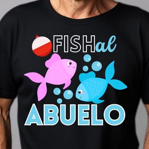 Abuelo 釣り性別発表昇華デザイン PNG アイロン転写、HTV、ヒートプレス、Fis-he または Fi-she 性別発表デザイン、Abuelo