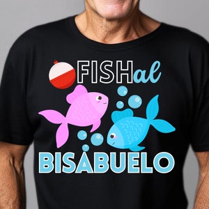 Bisabuelo Fishing Gender Reveal Sublimation Design PNG voor opstrijkbare overdracht, HTV, hittepers, Fis-he of Fi-she Gender Reveal Design, Abuelo