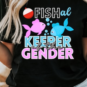 Custode del genere Pesca Gender Reveal Sublimation Design PNG per Iron On Transfer, HTV, Fis-he o Fi-she Gender Reveal Design