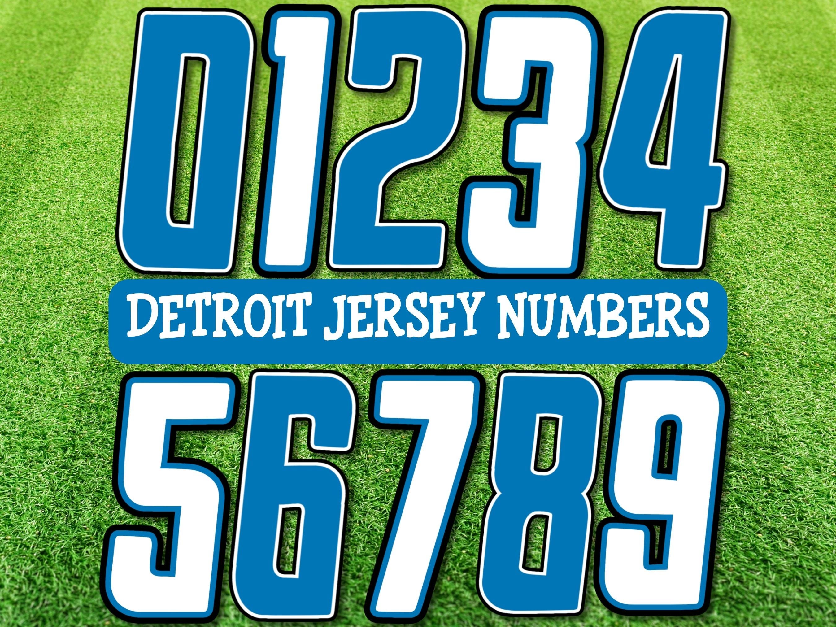 Detroit Football Jersey Numbers PNG: Blue & White (digital