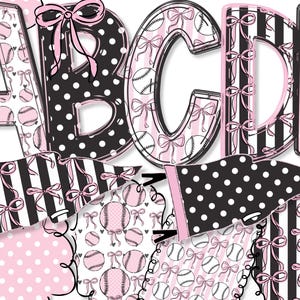Preppy baseboll klotteralfabetspaket PNG | 5 kompletta alfabetsset A-Ö 0-9 | Sportclipart, flaggor, klotterkanter | Sublimeringsdesigner