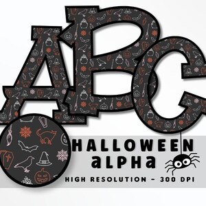 Conjunto de letras de fuente de Halloween PNG, Alfabeto de vibraciones de Halloween, Sublimación, Prensa de calor, Plancha, HTV, Impresión, Letras de Halloween fantasma lindas