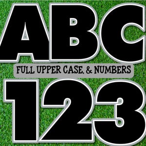 Kit de letras y números de fútbol de Las Vegas (PNG), letras de fútbol (PNG), negro, letras de fuente, números de camiseta universitaria (PNG)