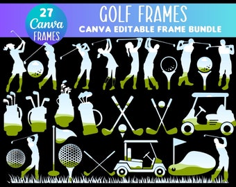 Golf Elements Canva Frame Bundle: Drag & Drop Template (Digital Download)